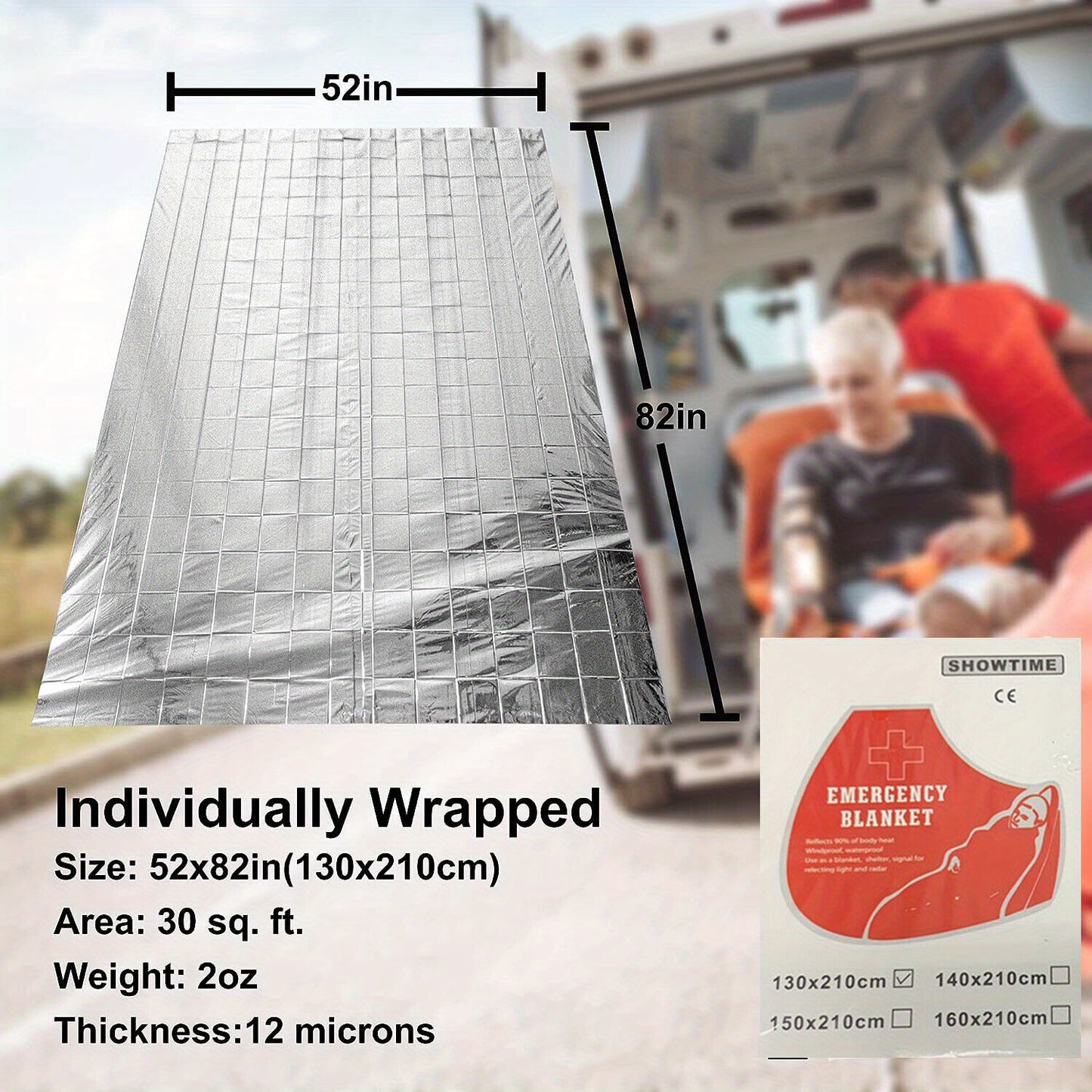 Emergency Thermal Kit Mylar Blanket For Outdoor Survival And Camping