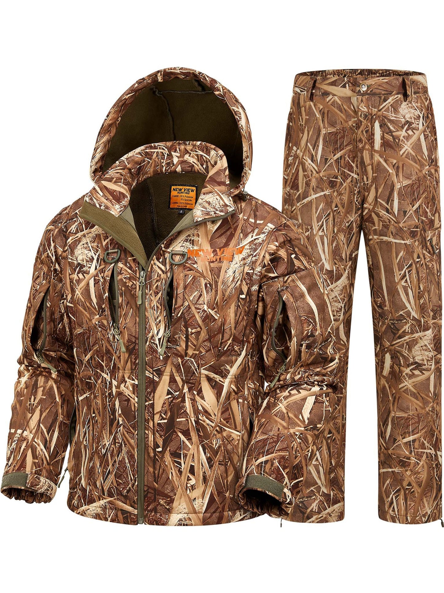 VIEW Hunting Clothes For Men, Warm Fleece Lined Camo Hunting Suit, Jacket And Pants For Deer Duck Bow Hunting