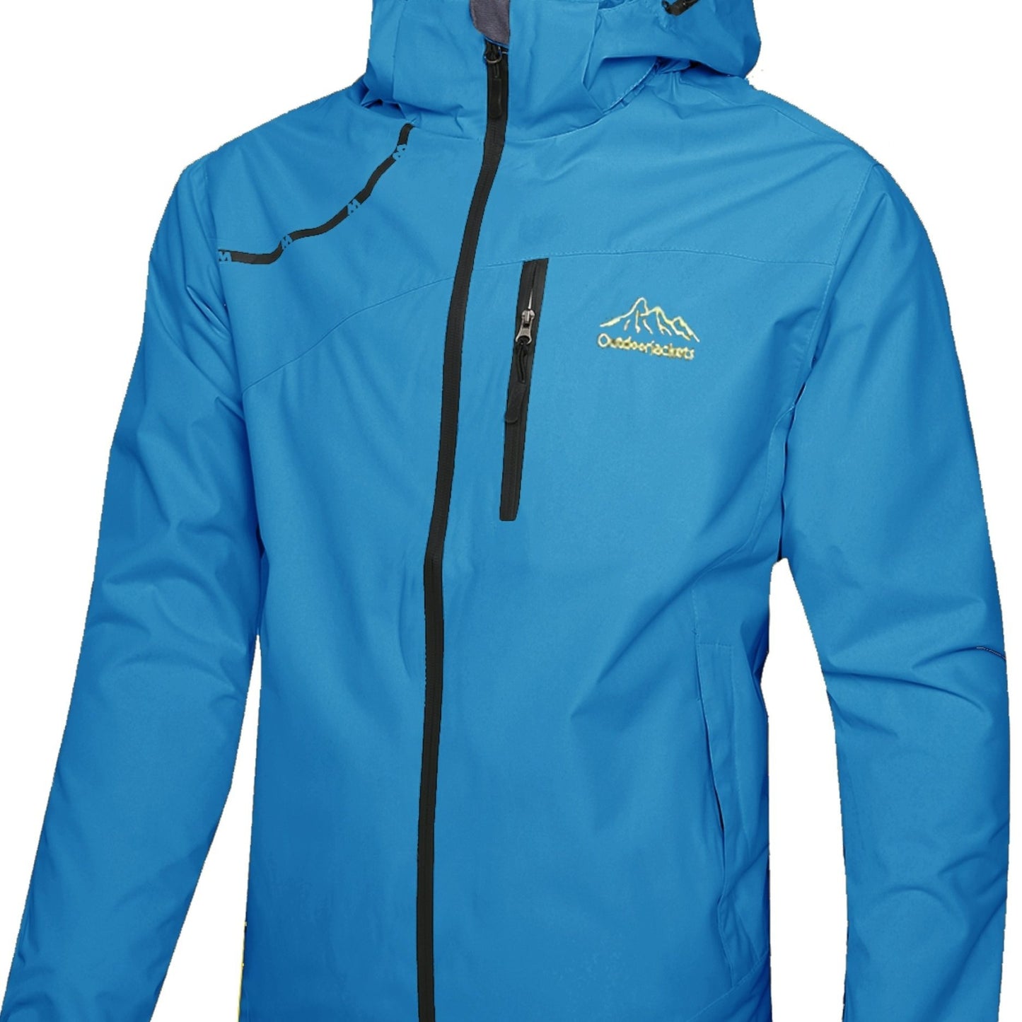 Men's Waterproof Rain Jacket With Hood And Windproof Zippered Pockets