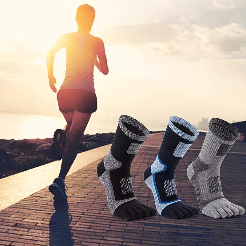 Men's Five Toe Running Socks Geometric Pattern Breathable Cotton MoistureWicking