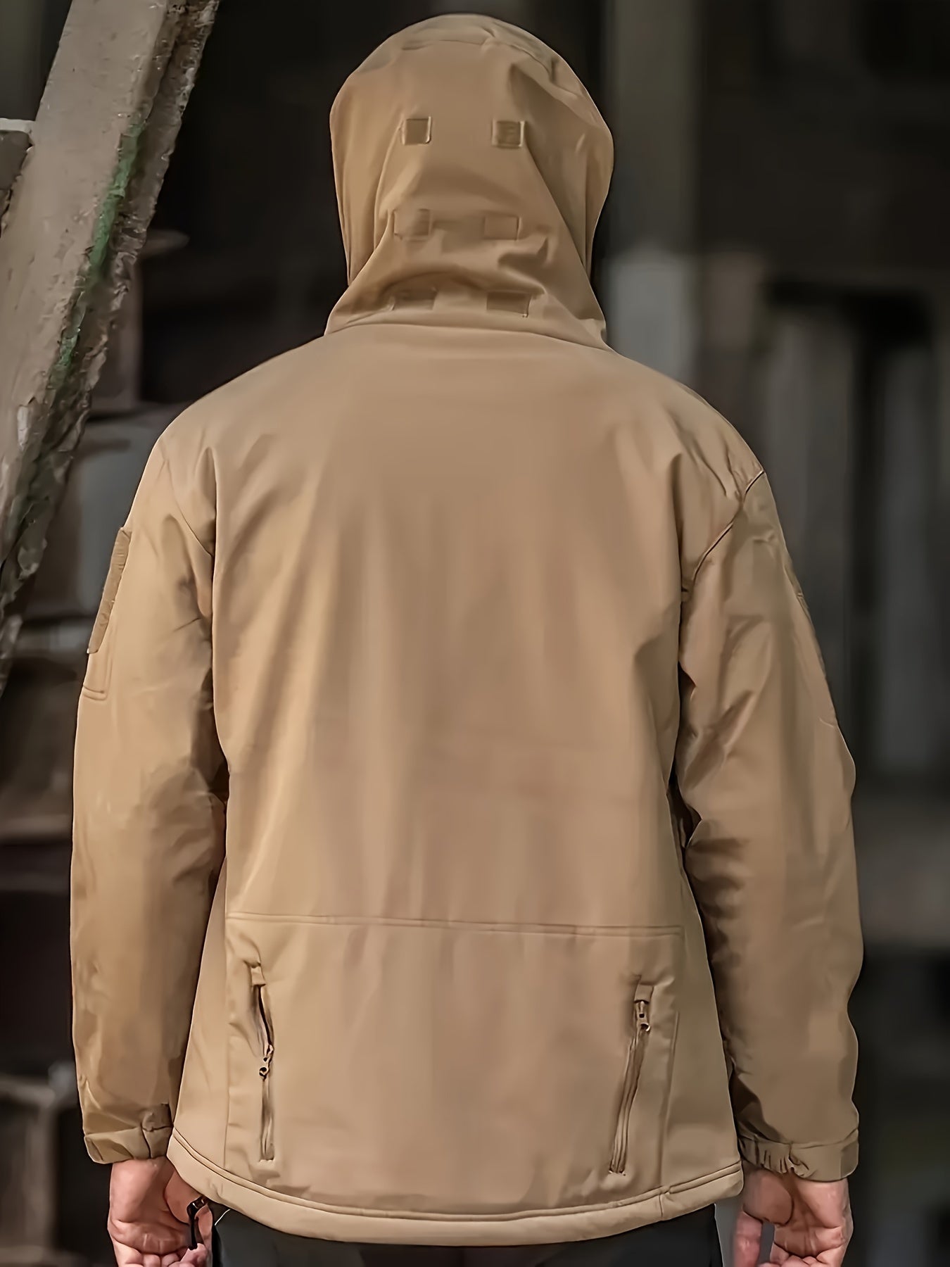 Men's Thermal Two-Piece Outdoor Set - Windproof Fleece-Lined Hooded Jacket & Cargo Pants with Zippered Pockets, Softshell Construction for Cold Weather Adventures, Durable & Lightweight, All-in-One Hiking, Camping, Hunting, C