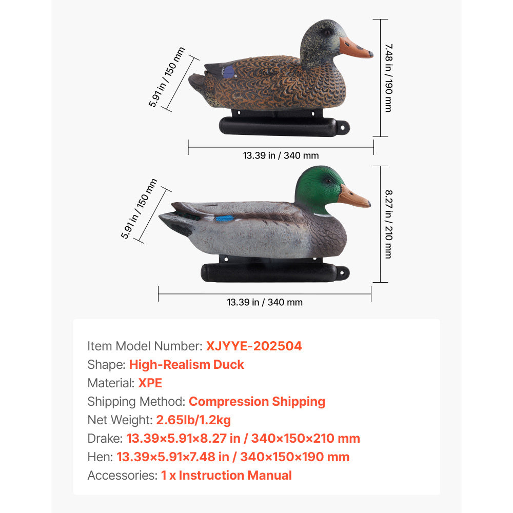 RIDFY 6Pack Realistic Floating Duck Decoys For Hunting