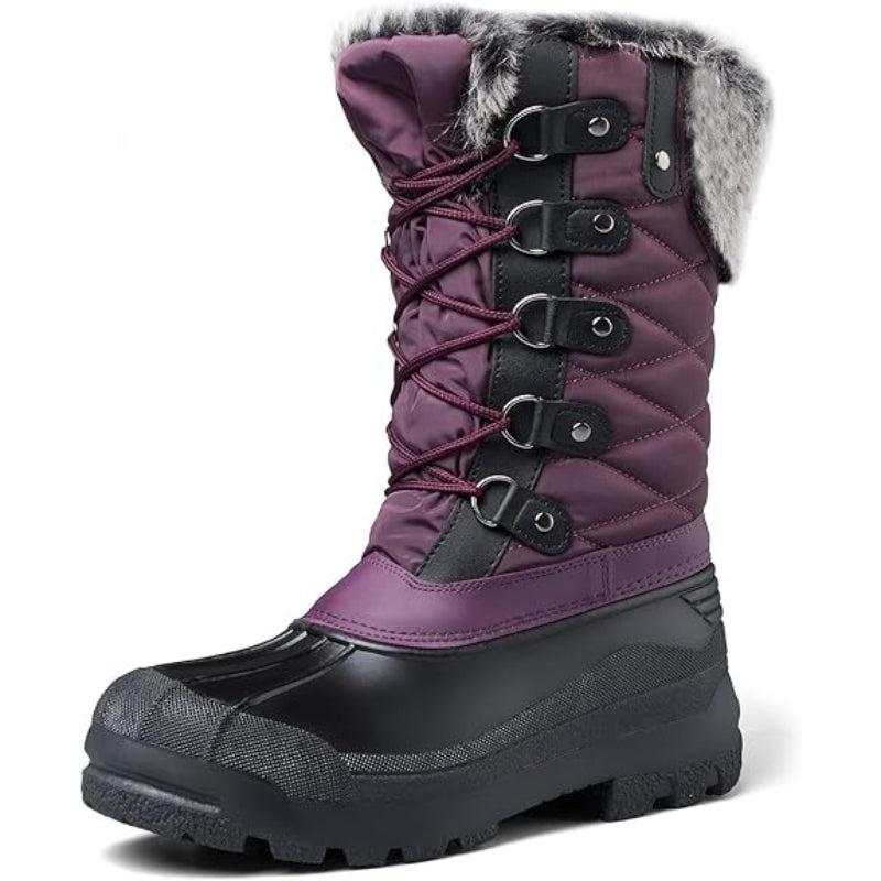 Insulated Women's Snow Boots Faux Fur Warm Mid-Calf Rubber Sole