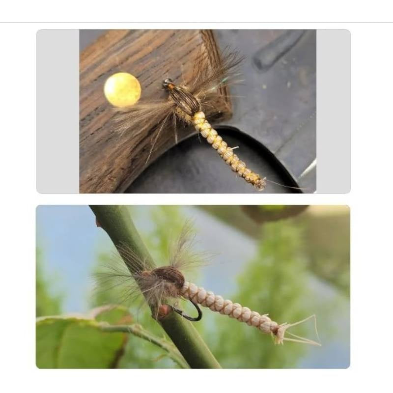 Pack of 5 Deer Hair Dry Fly Fishing Lure - Mayfly Wing Saltwater/Brackish water fly suitable for Trout, Bass, Salmon with #10 #12 #14 Hooks - for river, sea, fly-tying (Catchable Fly Lure)