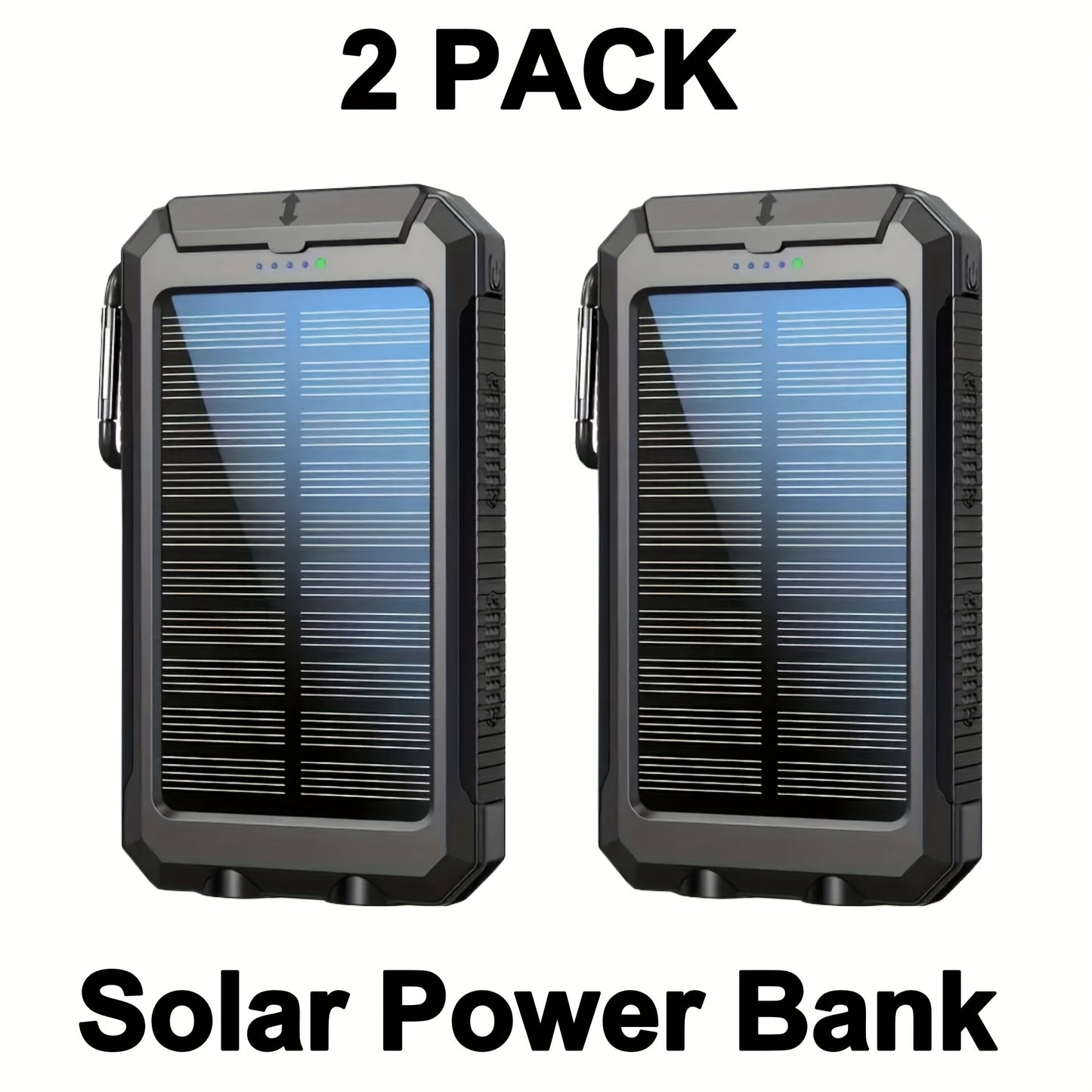 HXETERNAL 20000mAh Solar Charger With Dual USB Ports 2 Pack