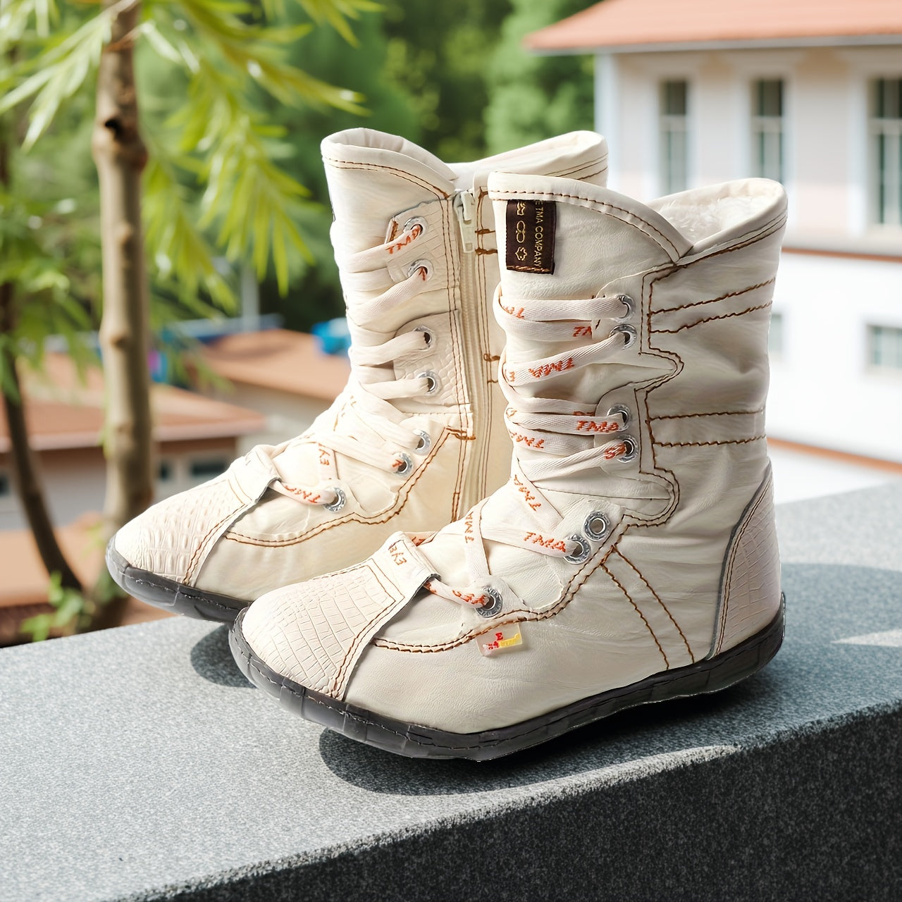 TMA EYES Lined Mid-Calf Snow Boots With Anti-Slip TPR Sole