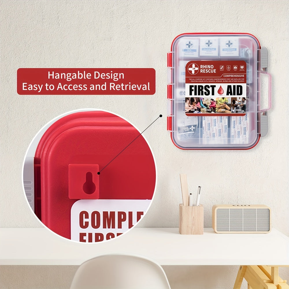 RHINO RESCUE OSHA All-Purpose First Aid Kit, Home & Office Professional Medical Supplies, Ideal for Outdoor, Emergency, Business