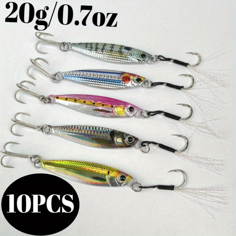 Amacure Fisch Laser Metal Jigs Saltwater Lures 10pcs Long Casting