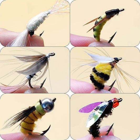 74pcs (2 Box Bundle) Fly Fishing Lure Kit - All-in-One Dry/Wet/Streamer/Nymph Baits with Heavy-Duty Tackle Box-Like Organizer-Like Case-Like Presentation (No Box) Pattern - Trout, Salmon, Bass Freshwater/Saltwater Fly Assortm