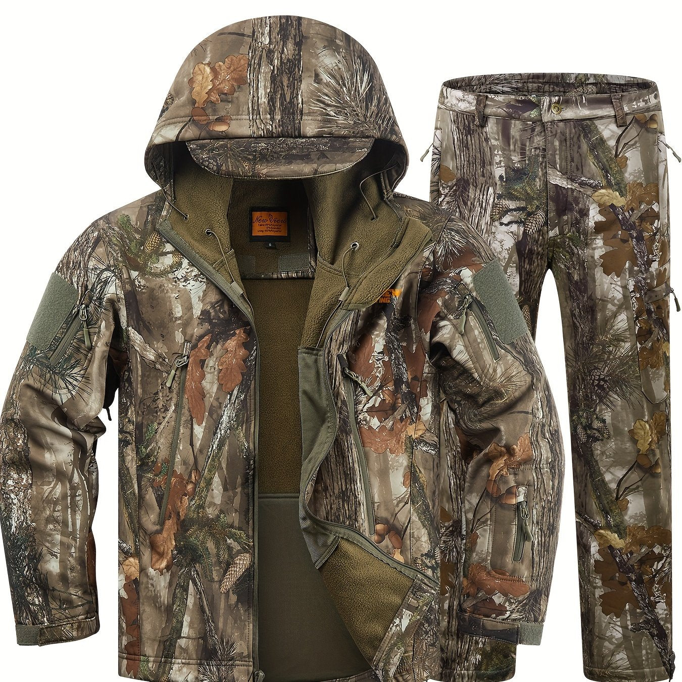 VIEW Hunting Clothes for Men, Quiet Camo Hunting Jacket and Pants, Hunting Suit for Deer Duck Bow Hunting