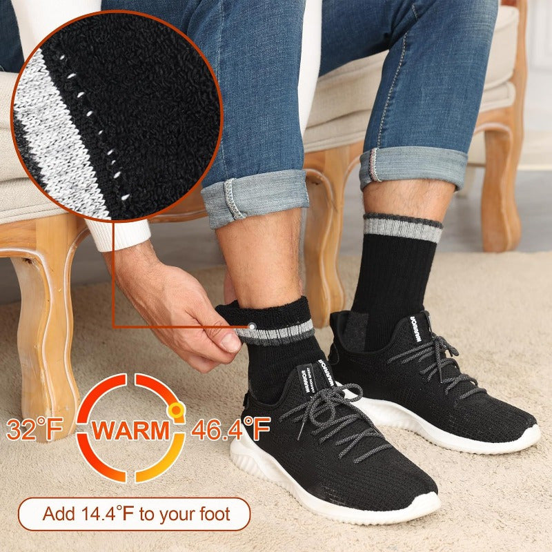 Thermal Wool Socks For Men Thick Knit Striped Fabric