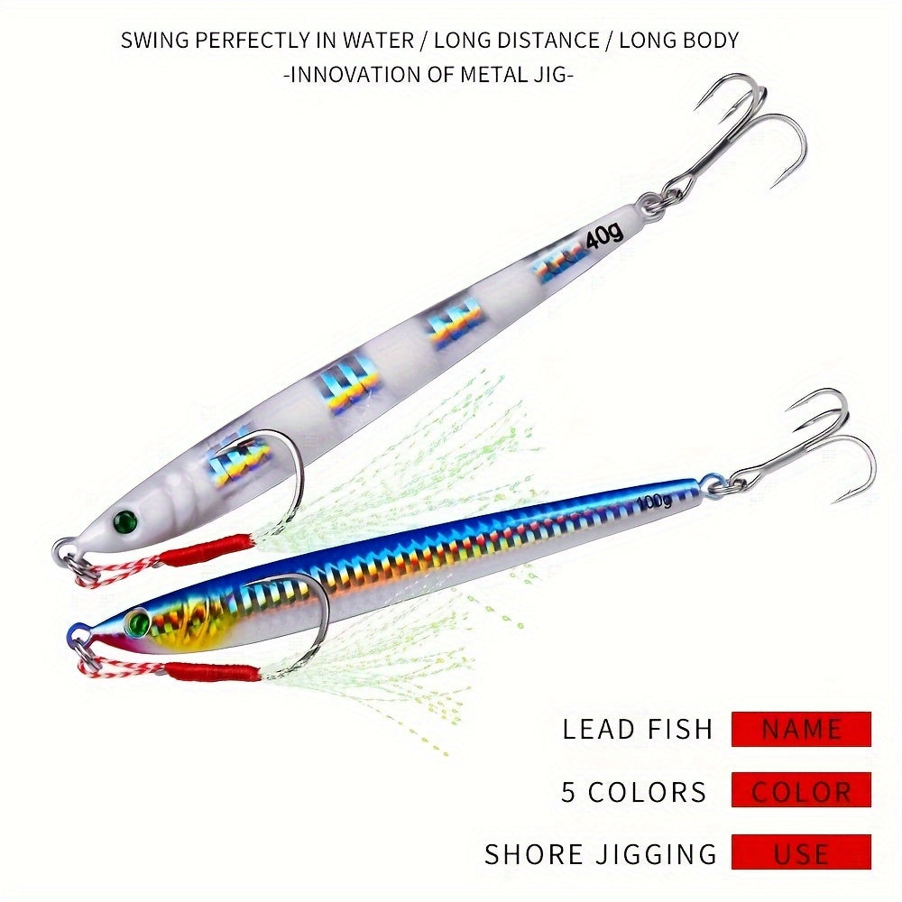 Holographic Jig Lure Lead Bait 5 Pcs For Saltwater Freshwater