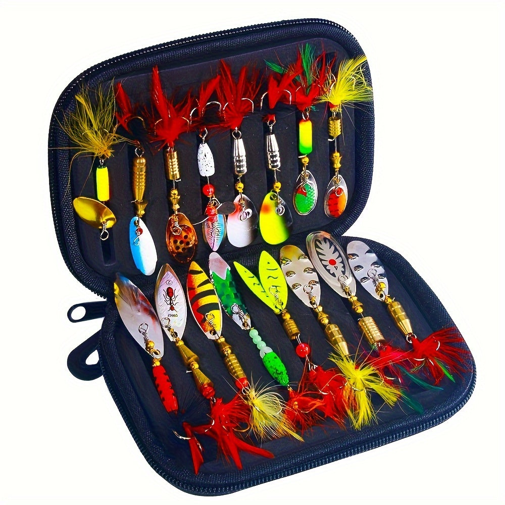 16PCS Metal Spoon Spinner Bait, Pike Fishing Swing, Artificial Fishing Bait, Bait Storage Kit, Fishing Gear