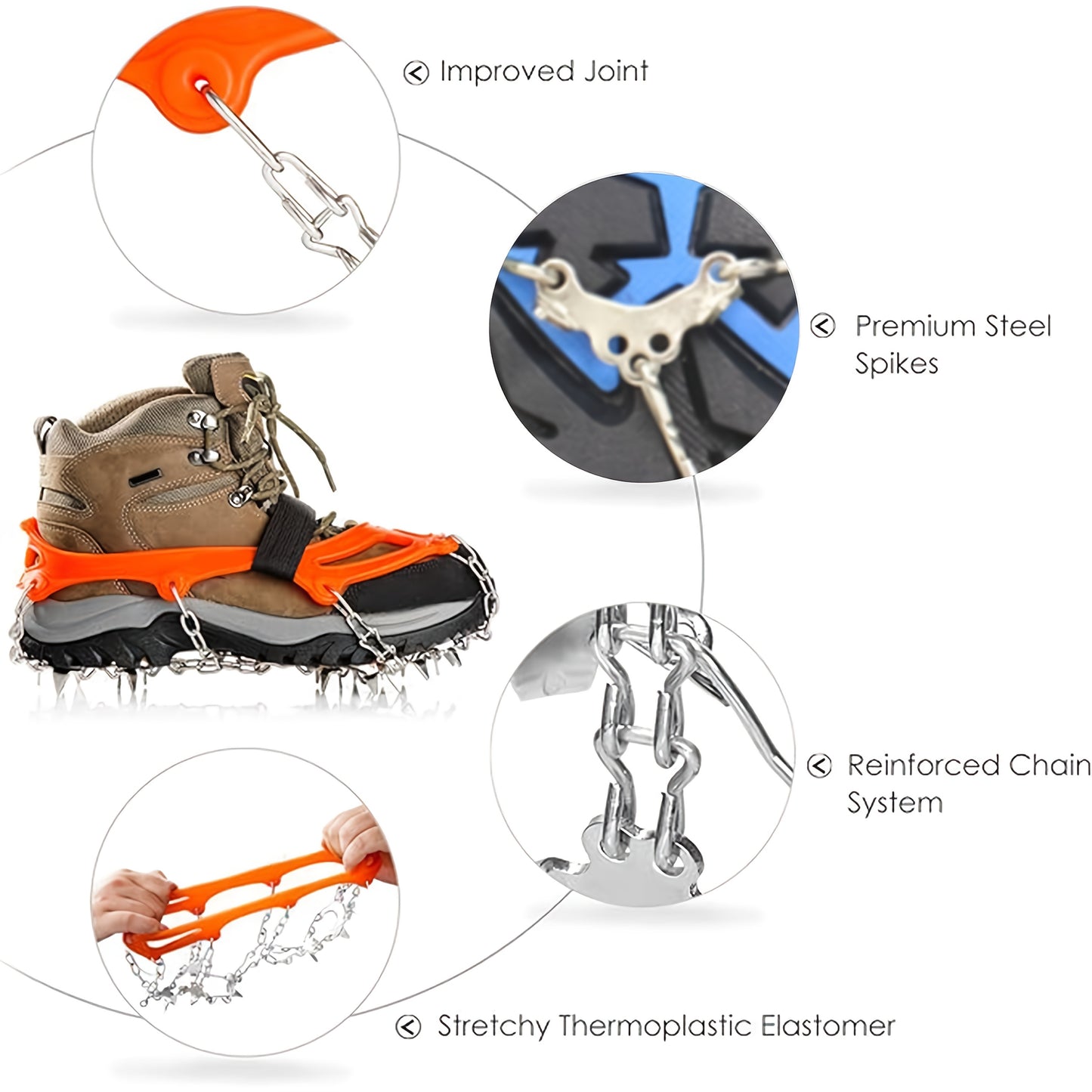 Stainless Steel Ice Cleats Crampons Traction Grips For Boots