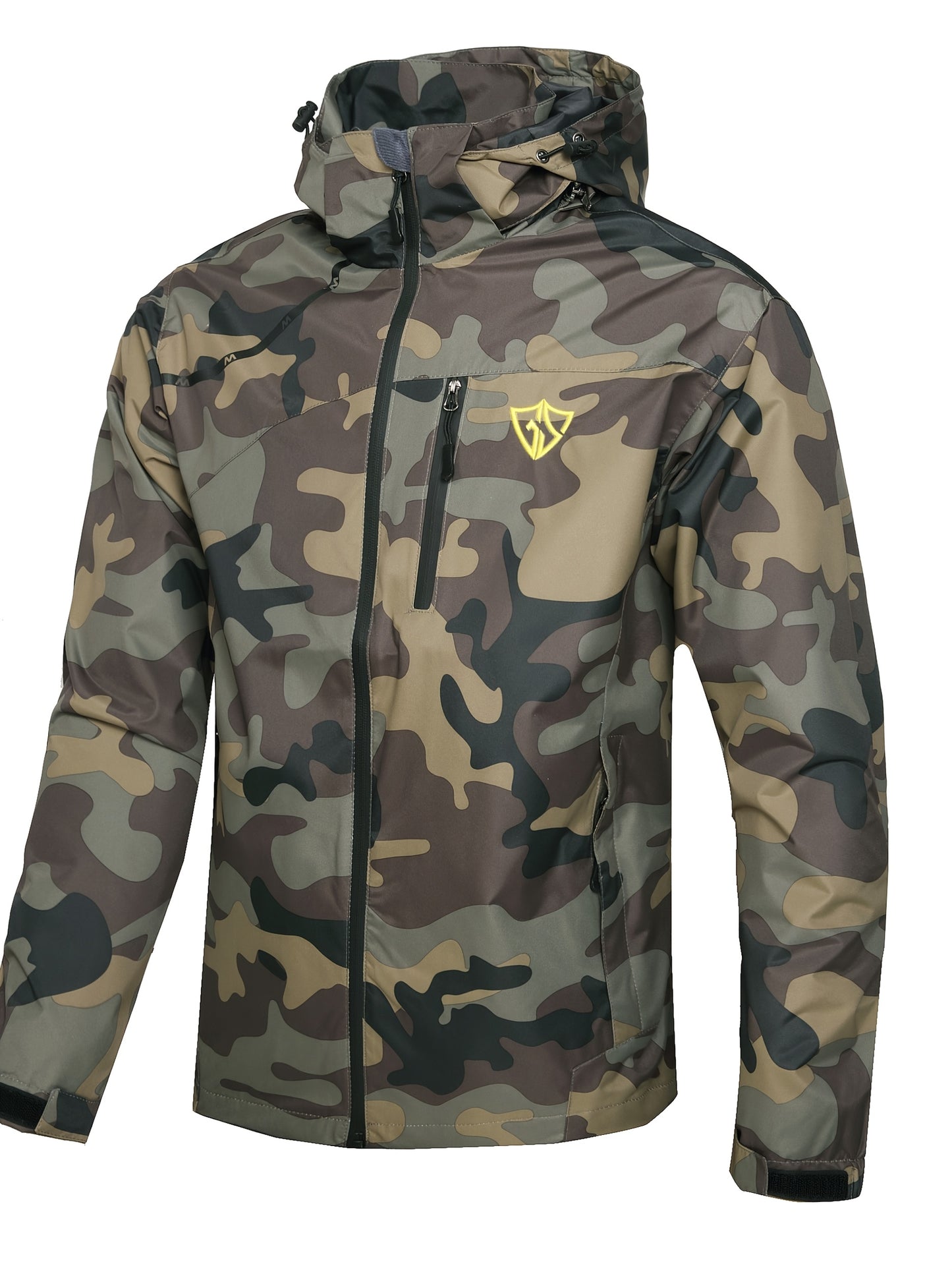 Men's Waterproof Rain Jacket With Hood And Windproof Zippered Pockets