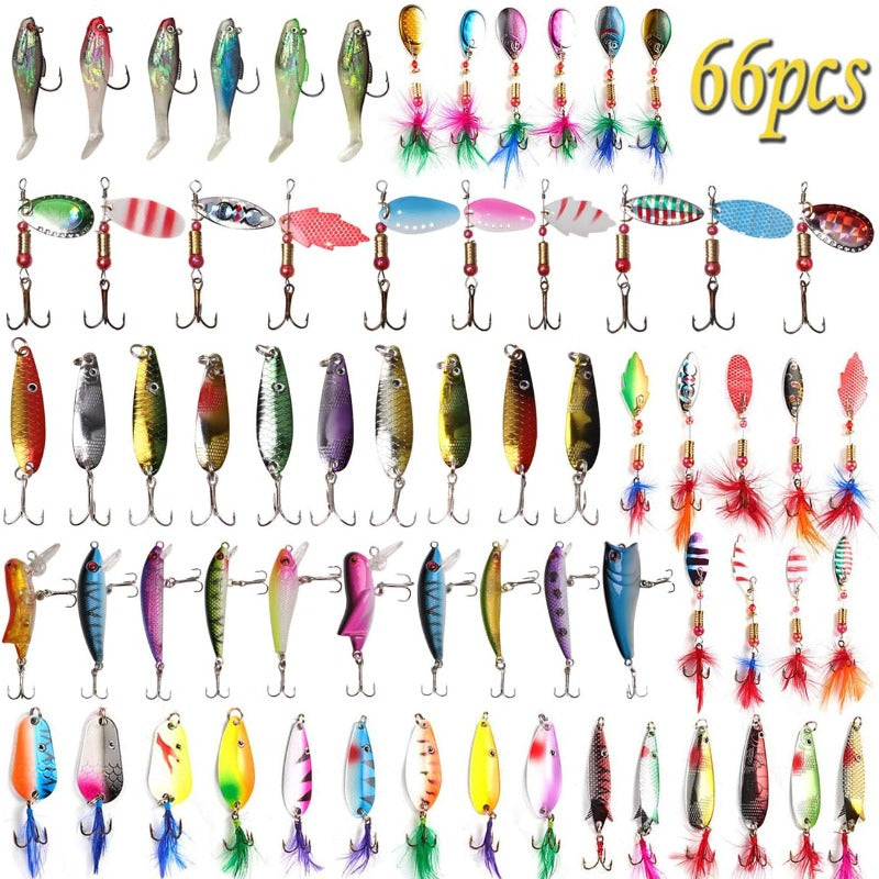 Hard Metal Spinner Baits Fishing Lures Kit for Bass, Trout, Pike, Salmon, Walleye - Freshwater & Saltwater Use, Durable Non-Woven Material