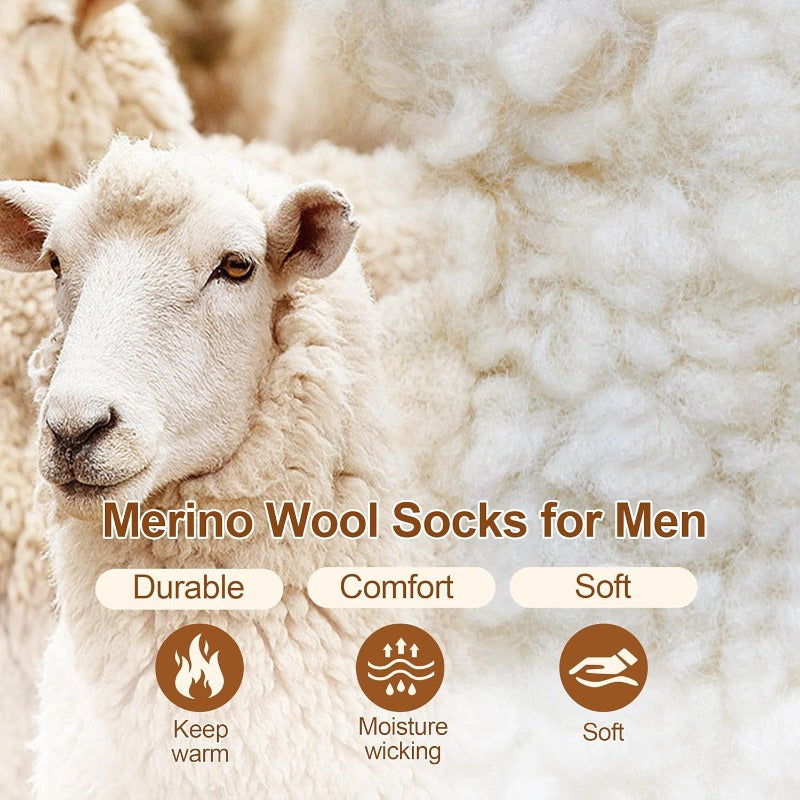 Thermal Wool Socks For Men Thick Knit Striped Fabric