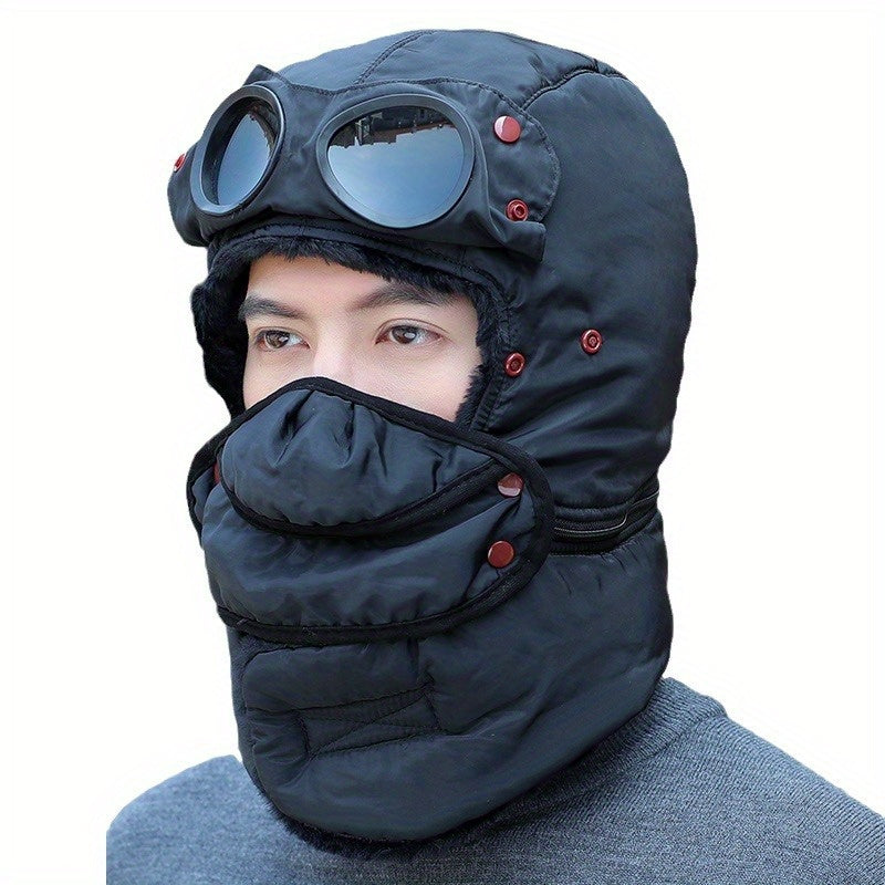 Unisex Winter Windproof Ski Mask With Detachable Glasses