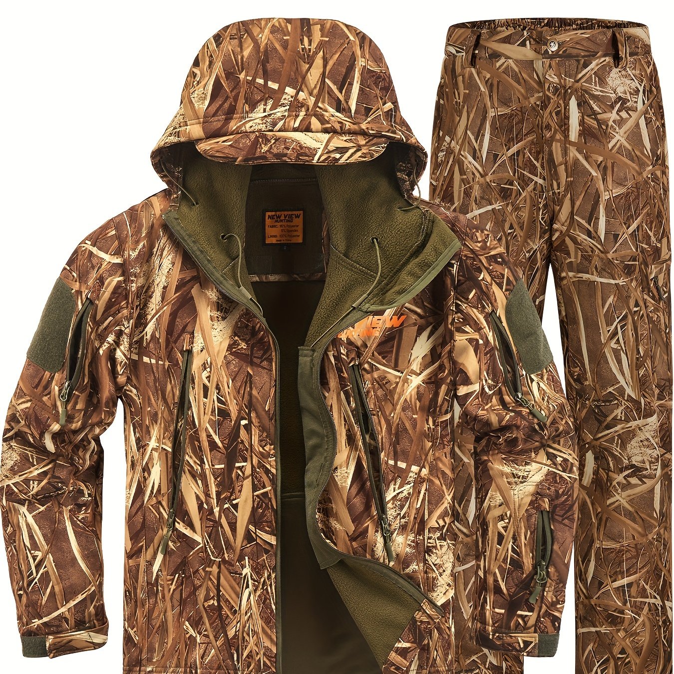 VIEW Hunting Clothes for Men, Quiet Camo Hunting Jacket and Pants, Hunting Suit for Deer Duck Bow Hunting