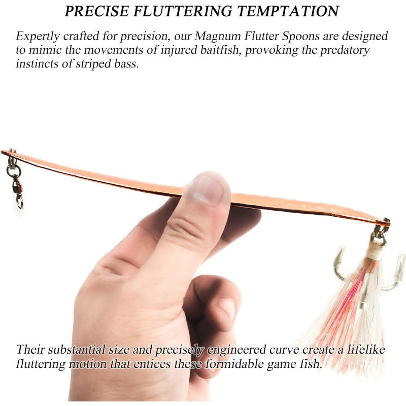 Magnum Flutter Spoon Jigging Lures 7. 5 Inch Large Hard Metal Trolling Casting Striper Sinking Fishing Spoon Baits for Striped Bass Salmon Walleye Saltwater Freshwater Deep Sea Fishing, Spoon Lures Fishing, Blue And Silvery F