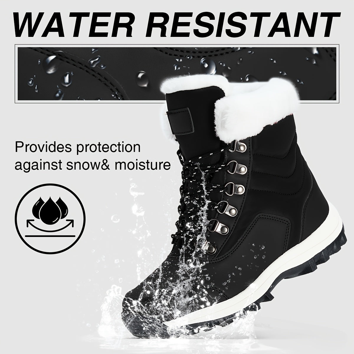 WINVOTE Snow Boots Faux Fur Lined Anti Slip Winter Boots