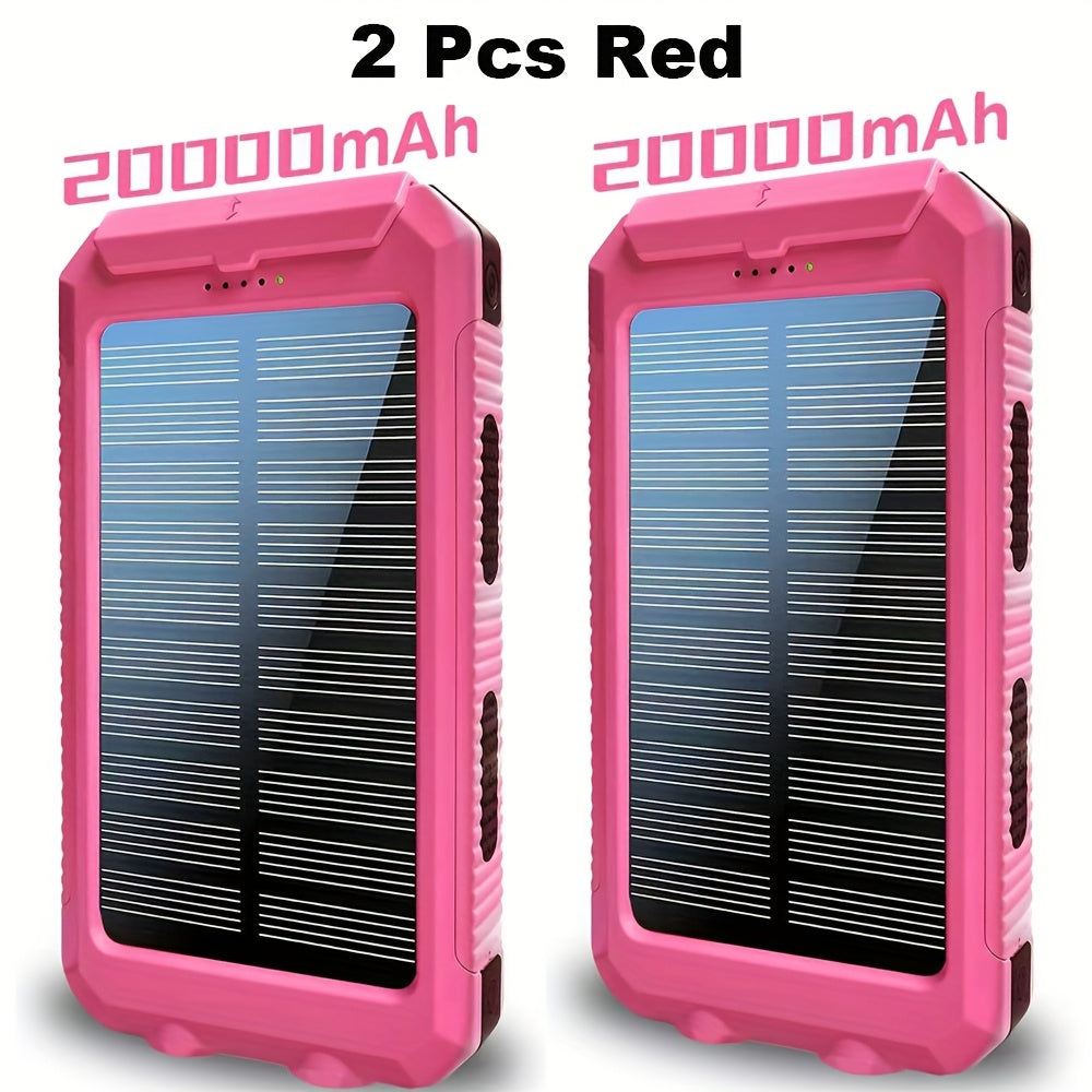 HXETERNAL 20000mAh Solar Charger With Dual USB Ports 2 Pack