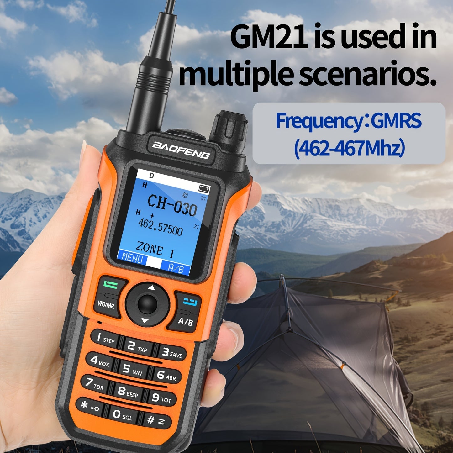 Baofeng GMRS Two Way Radio GM21 999 Channels USB Charger