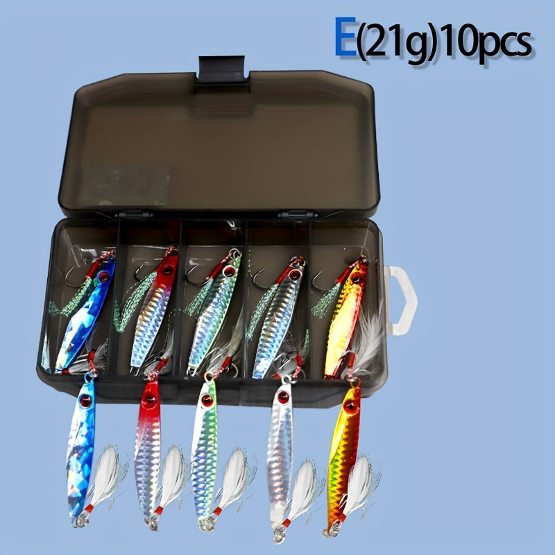 Heavy Duty Metal Jig Lures With 3D Eyes Luminous Hook