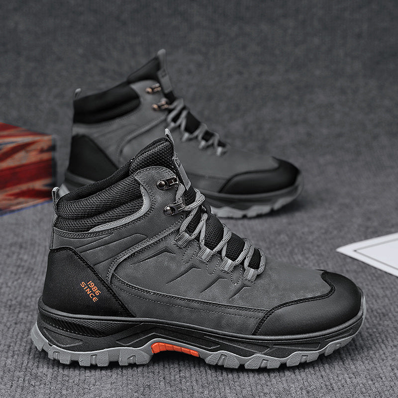 Women's Heavy-Duty High-Top Work Boots with Thick Rubber Sole & Rugged Tread - All-Terrain Traction, Round Toe PVC (Brown/Black) - Winter & Autumn Outdoor Boots for,, Farm, Casual Wear - Durable Ankle