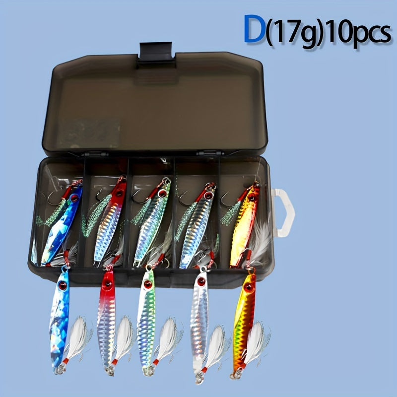 Heavy Duty Metal Jig Lures With 3D Eyes Luminous Hook