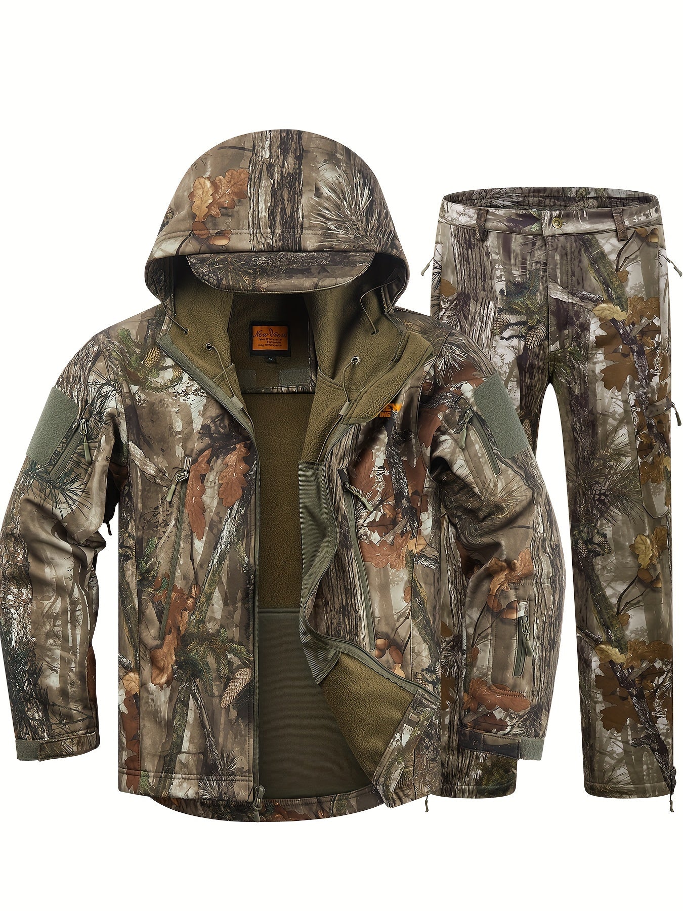 VIEW Hunting Clothes for Men, Quiet Camo Hunting Jacket and Pants, Hunting Suit for Deer Duck Bow Hunting