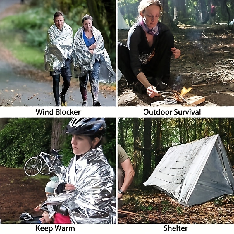 Emergency Thermal Kit Mylar Blanket For Outdoor Survival And Camping