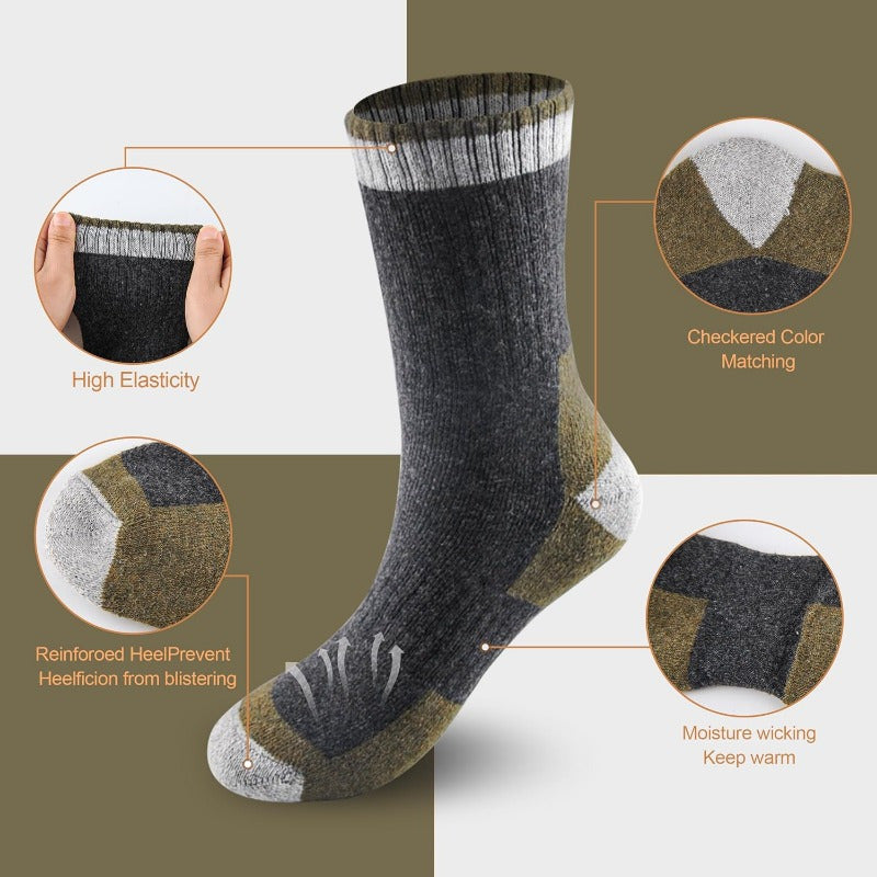 Thermal Wool Socks For Men Thick Knit Striped Fabric