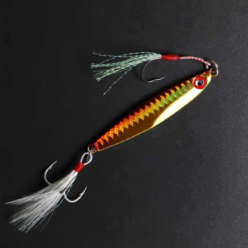 Heavy Duty Metal Jig Lures With 3D Eyes Luminous Hook