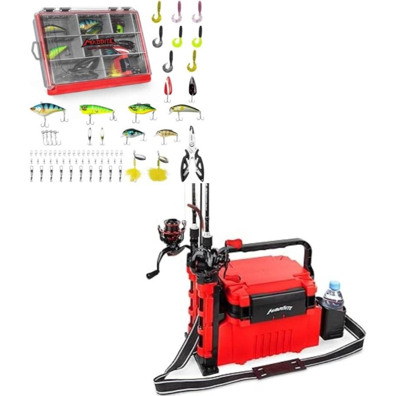 RigHub Portable Tackle Storage Box with 71pcs Freshwater Fishing Lure Kit - All-in-One Organized Fishing Gear, Lure Collection & Tackle Case for Lakes, Rivers, - Ideal for Anglers, Trout, Bass, Pike, Walleye, Catfish