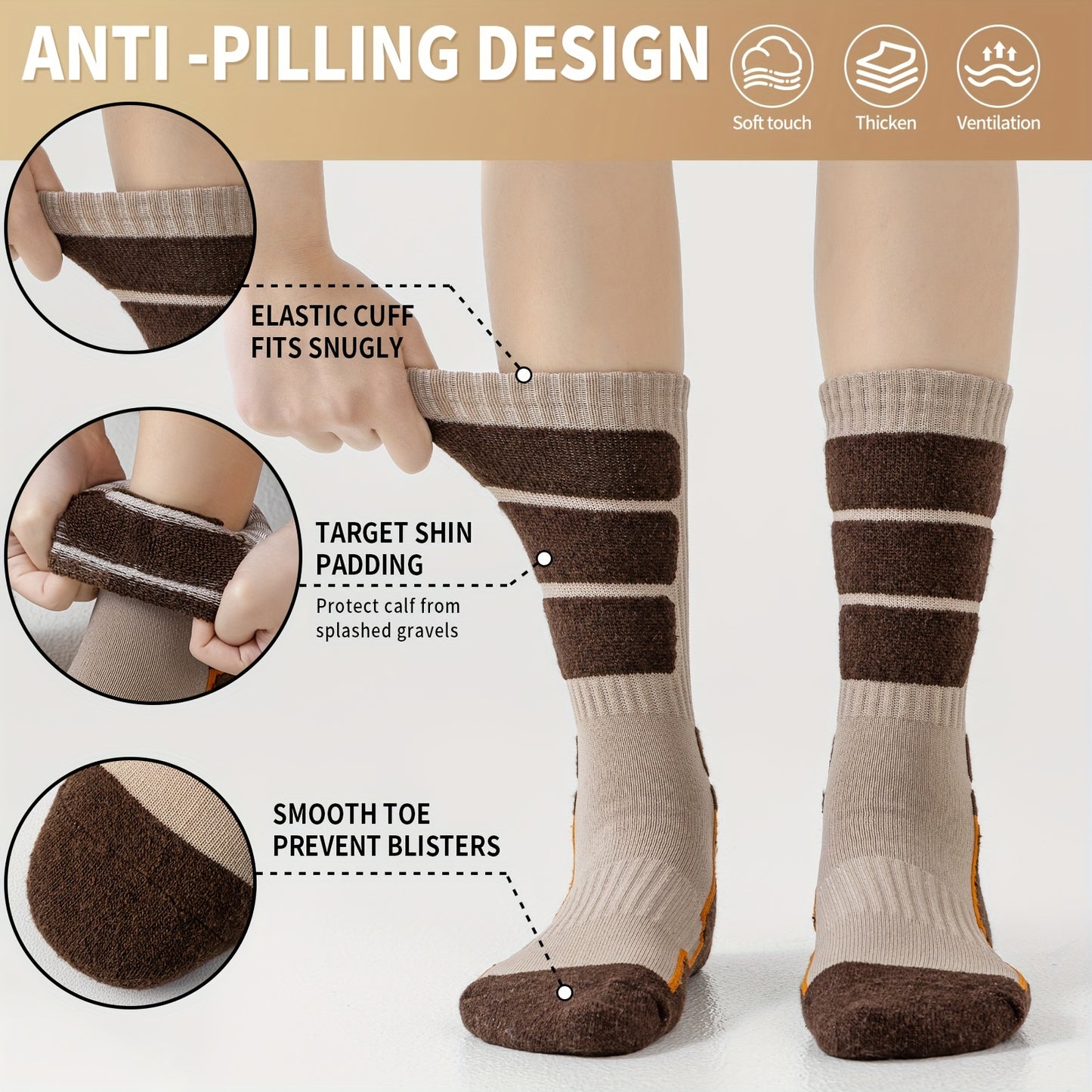 ORVYTHA Wool Hiking Socks 5 Pairs for Men Women Compression