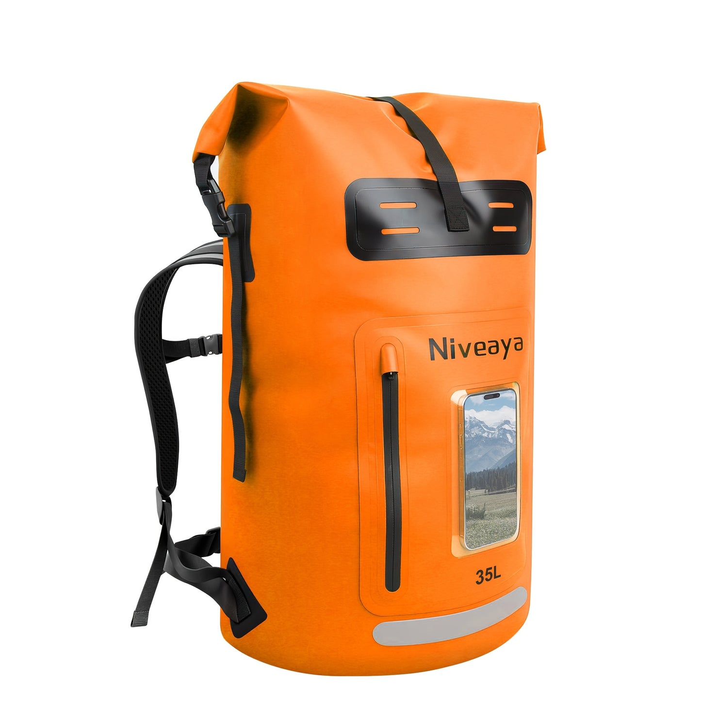 NIVEAYA Heavy Duty Hiking Backpack Roll Top Closure Bag