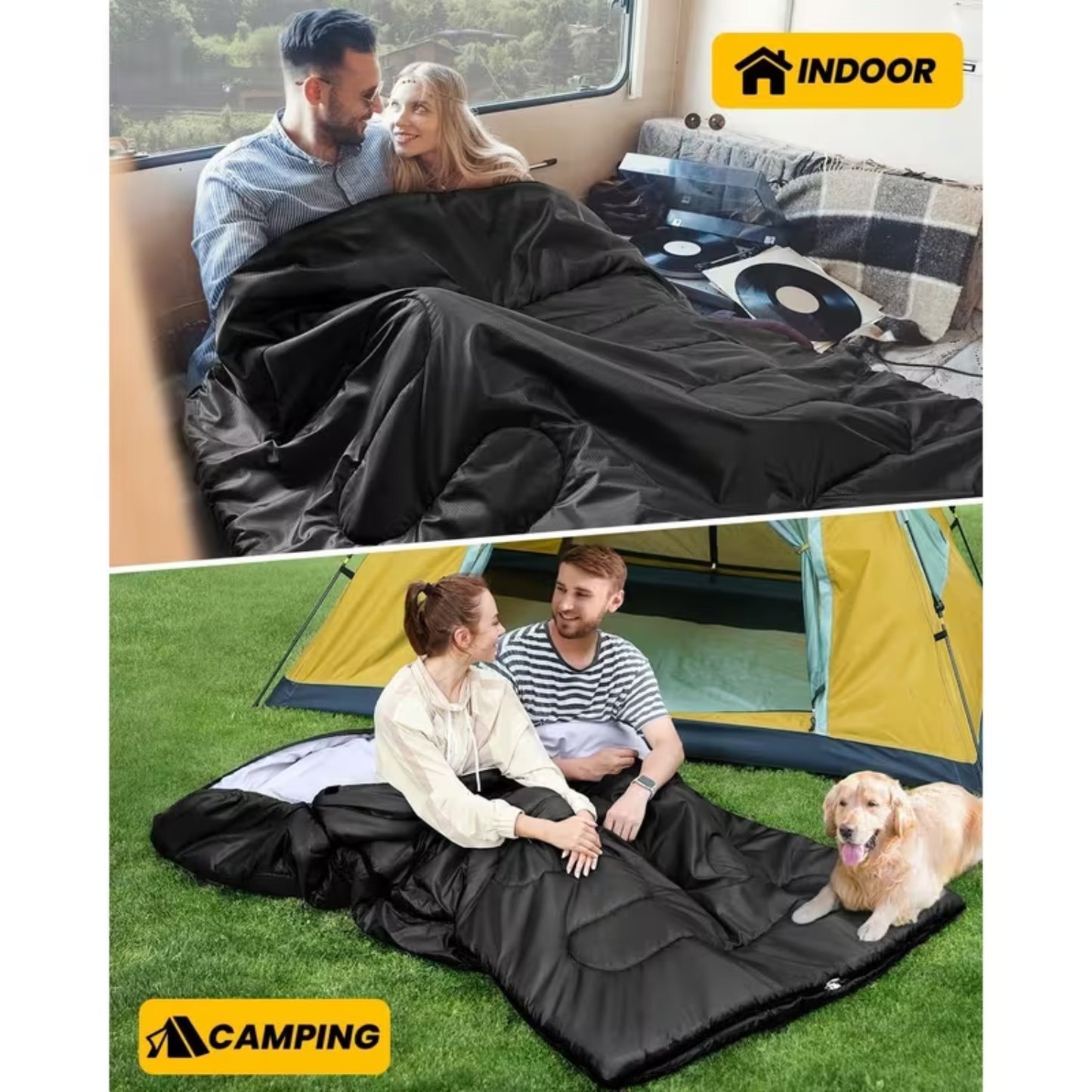 SWTMERRY Two Person Sleeping Bag With Pillow For All Season
