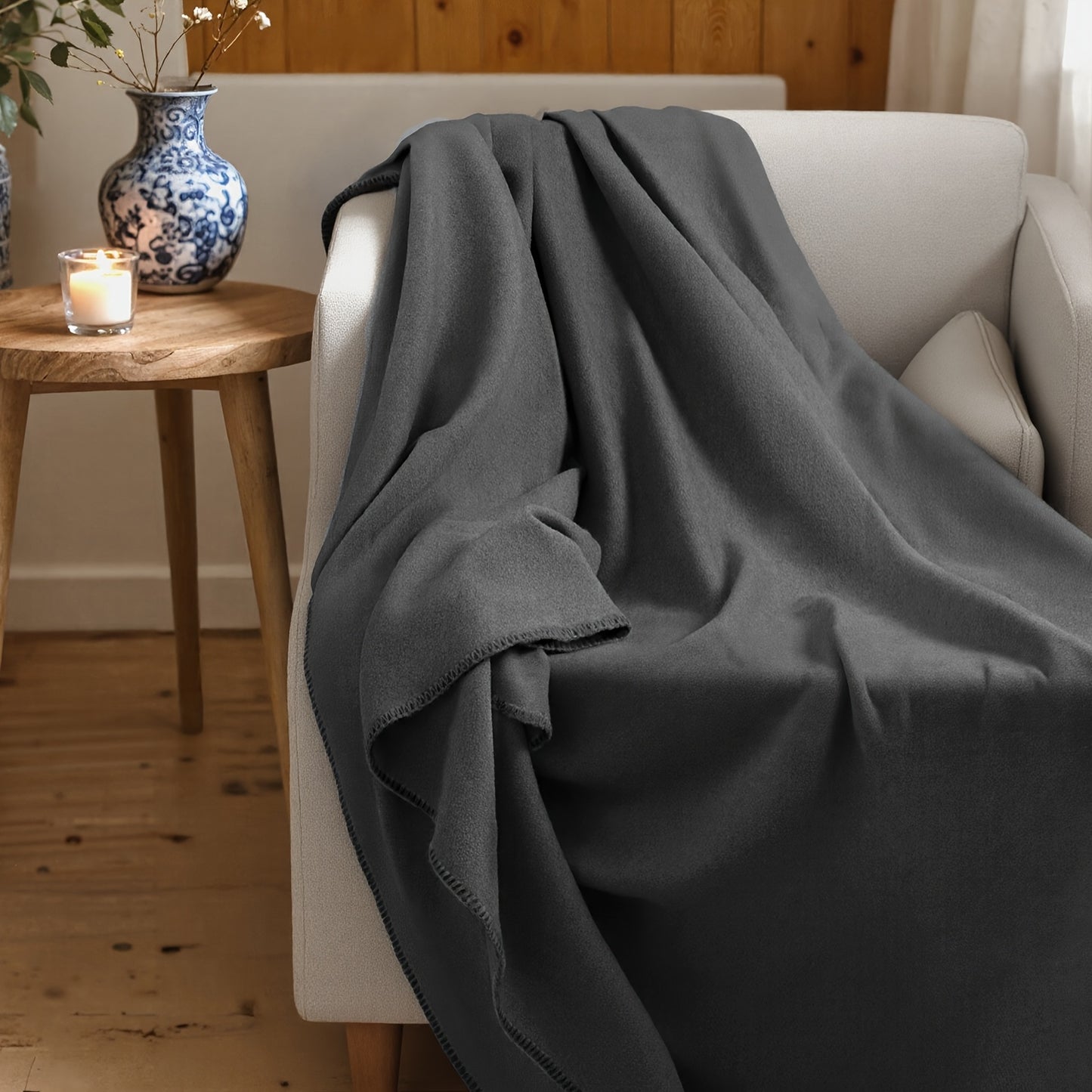 Merino Wool Bed Blanket Cozy Fleece Throw For All Seasons