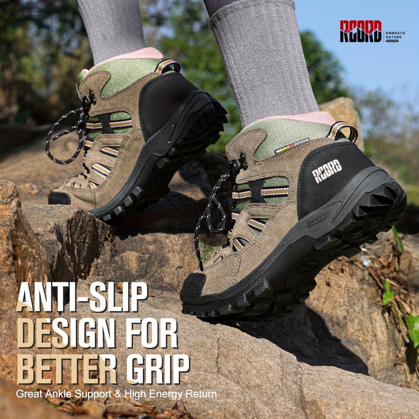 Women'S Waterproof Hiking Boots, Non-Slip Rubber Sole, Comfortable Round Toe Walking Shoes, Durable EVA Insole, Fabric Lined Outdoor Footwear