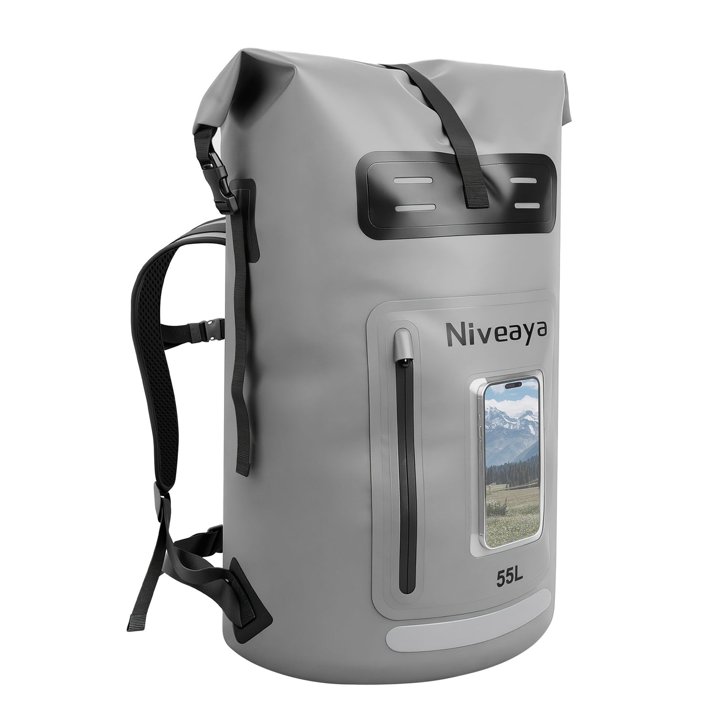 NIVEAYA Heavy Duty Hiking Backpack Roll Top Closure Bag