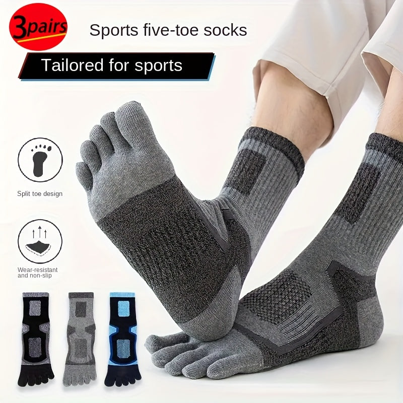 Men's Five Toe Running Socks Geometric Pattern Breathable Cotton MoistureWicking