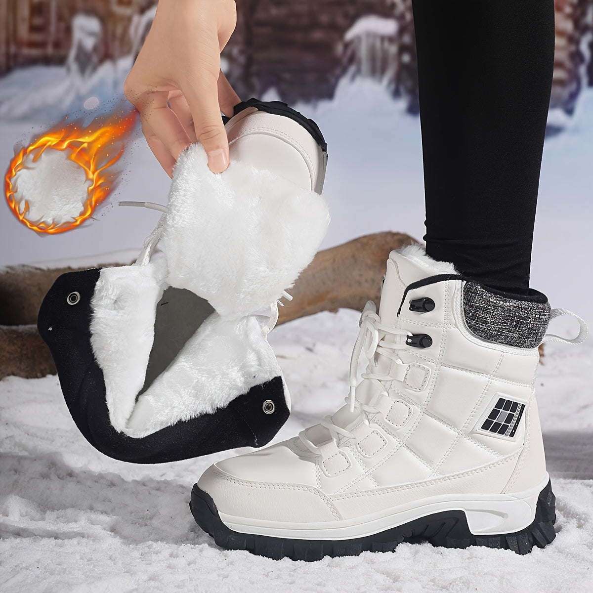 HDOXSE Womens Winter Snow Boots Non Slip TPR Outsole Warmth