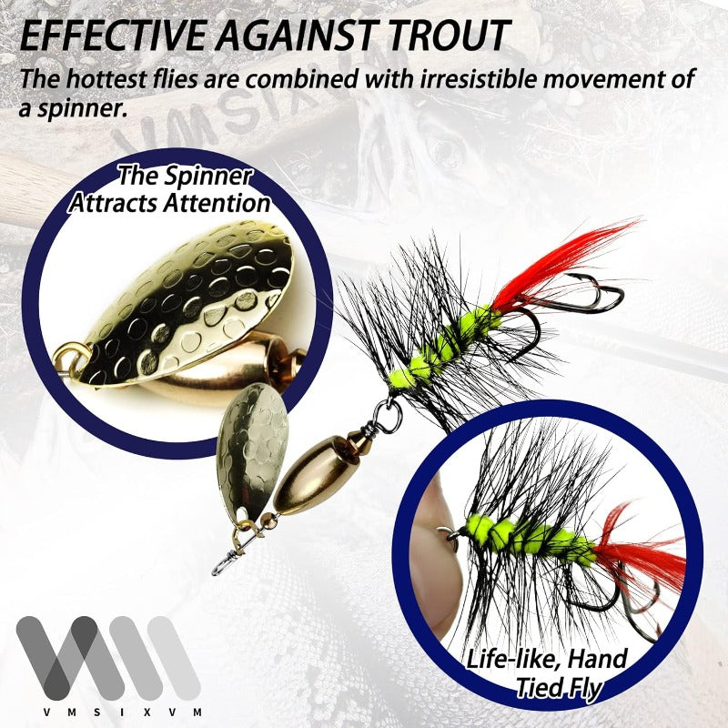 Trout Lures Rooster Bait Tail Fishing Spinnerbaits Brass Hard Metal Spinner Baits Trout Fishing Lures for Bass Salmon Pike Freshwater Saltwater Lake River, Spinner Baits Fishing Lures Heavy, Trout Bait, Fishing Lure Making Su