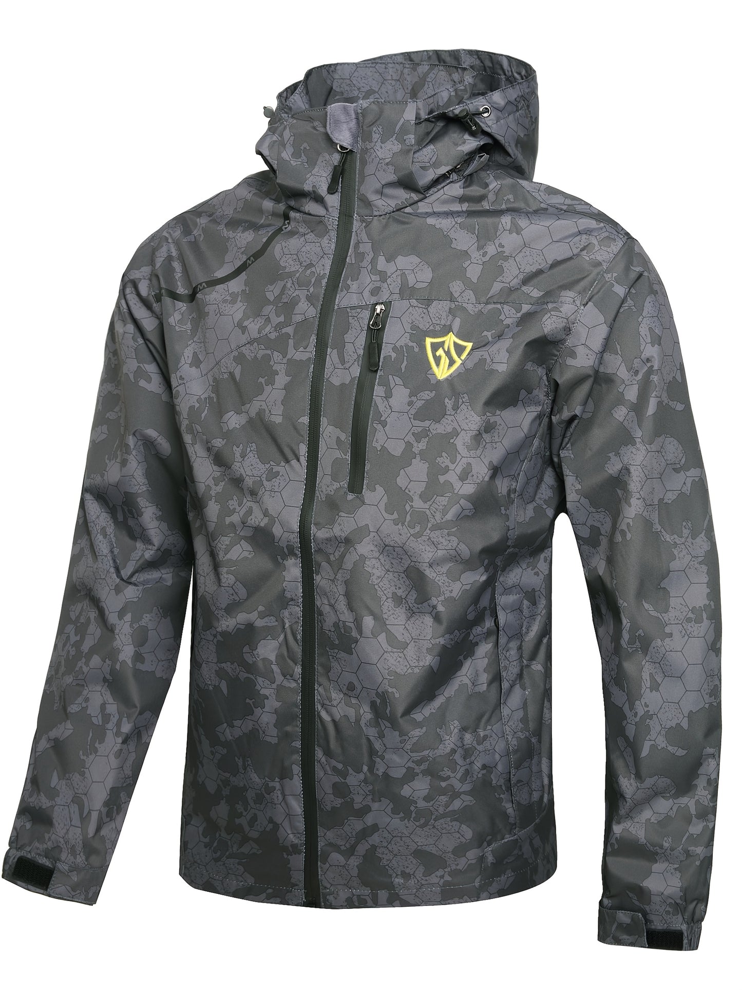 Men's Waterproof Rain Jacket With Hood And Windproof Zippered Pockets