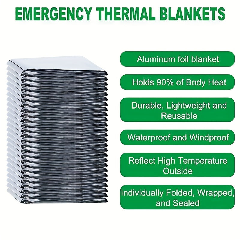 Emergency Thermal Kit Mylar Blanket For Outdoor Survival And Camping