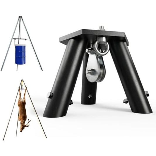 Heavy-Duty Portable Deer Hunting Tripod Hoist - 1000 Lb Capacity Frame, Adjustable Game Suitable for Hunting and for Skinning, Moving Game - Assembly, Portable Tripod for Compatible ( Not Included)