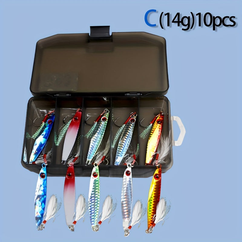 Heavy Duty Metal Jig Lures With 3D Eyes Luminous Hook