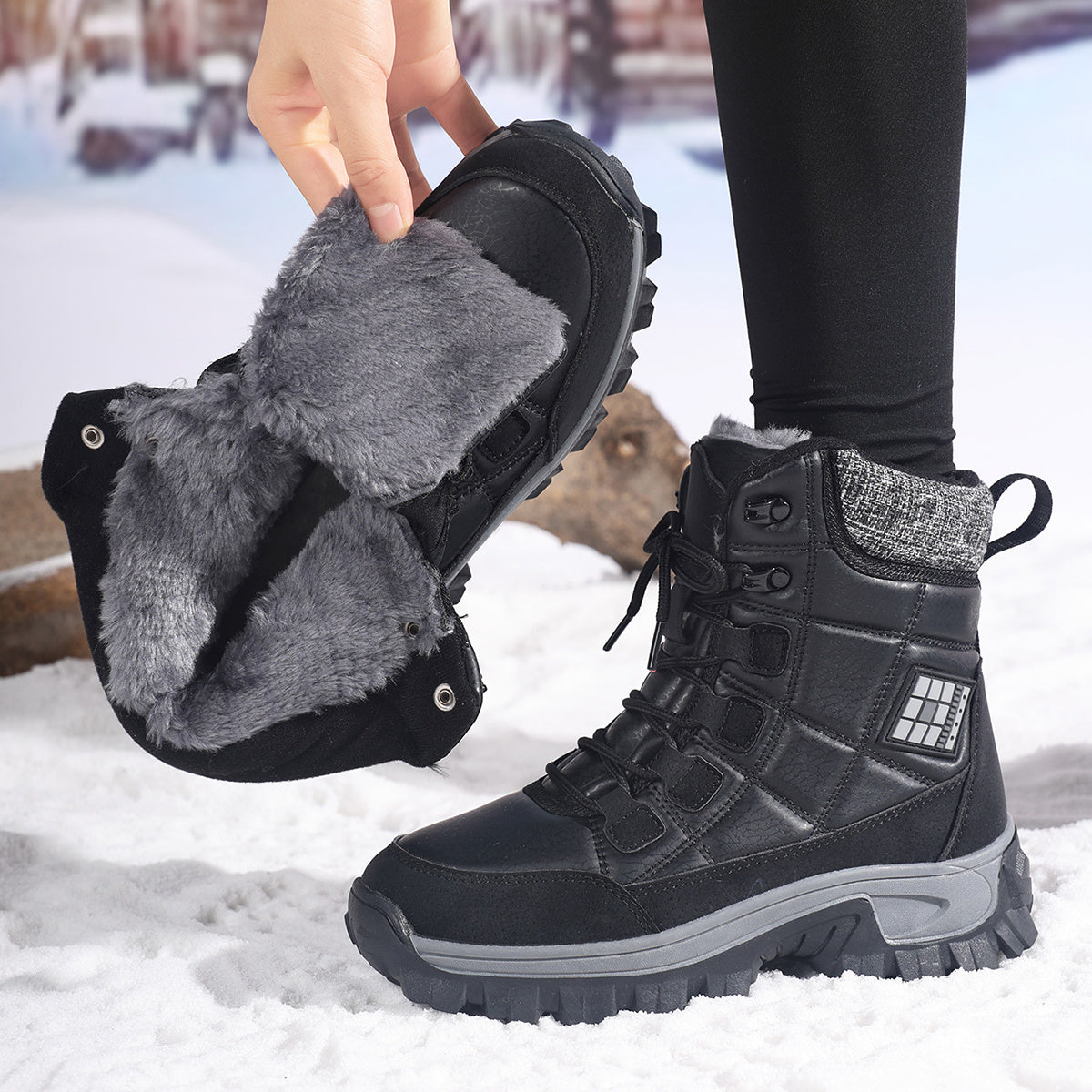 HDOXSE Womens Winter Snow Boots Non Slip TPR Outsole Warmth