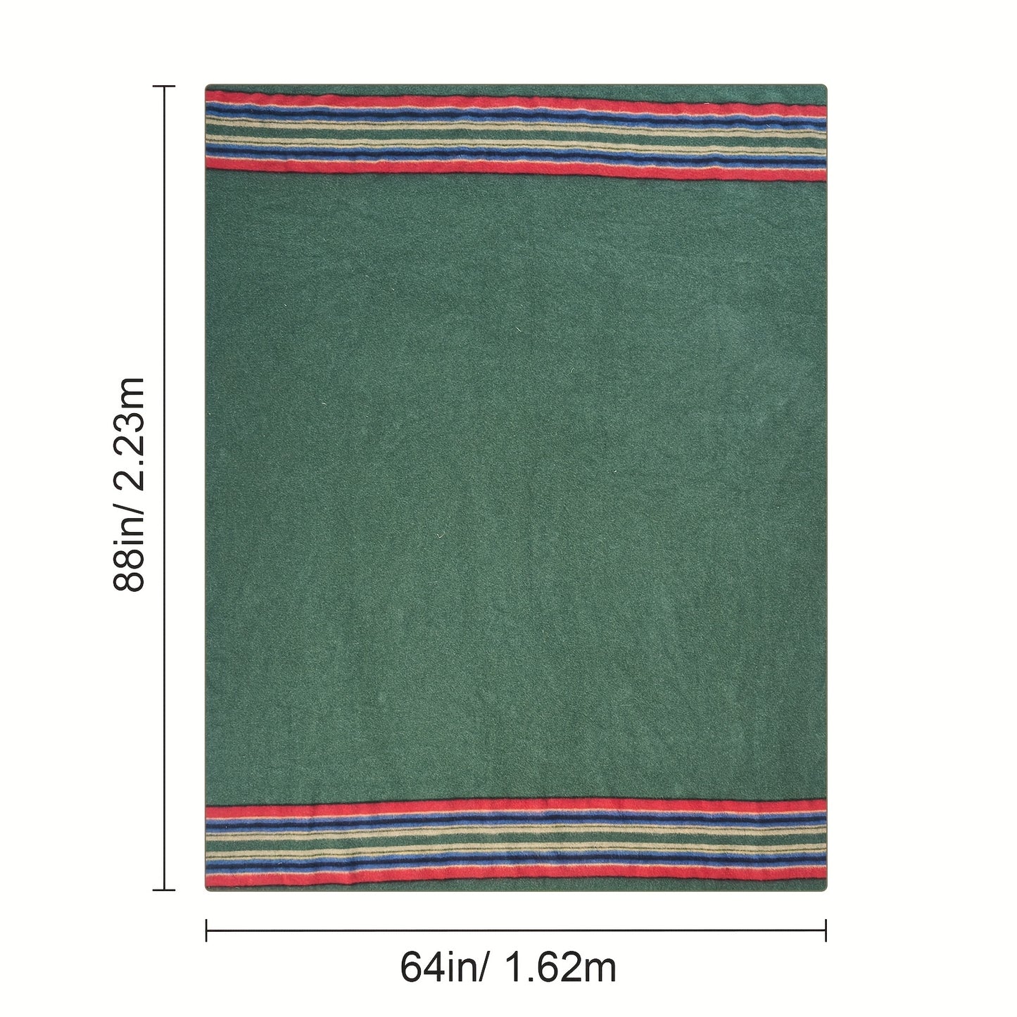 Happybuy Large Wool Camping Blanket - 64" x 88", High Quality & Windproof, Flame Retardant, Soft & Cozy for Outdoors, Picnics, Hiking, Sports Events, Travel, 80% Wool, Multicolor Striped Design (Green, Blue, Brown)